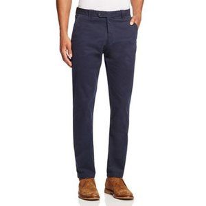 New Mens For Bloomingdales Navy Brushed Cotton Stretch Chino Pants 36 x 34